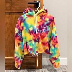 Obey Rainbow Tie-Die Fleece hoodie. Women’s size Small.